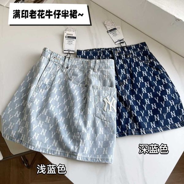 

2023 summer ml new aop denim simple versatile women's half skirt 041108, Black
