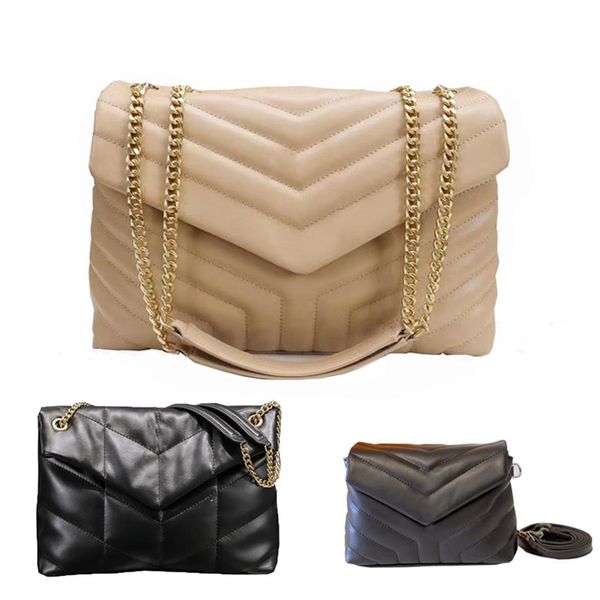 

2023 7a real designer loulou puffer bag shoulder chain crossbody clutch bags purses genuine calfskin leather grosgrain lining mess226d