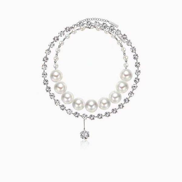 

multi layer pearls bracelet fashion designer multilayer pearl rhinestone orbit necklace clavicle chain baroque bracelet for women jewelry gi, Golden;silver