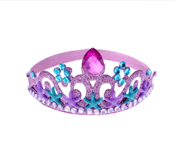 

dhl ship cross border crown hair band south korean headwear children's rhinestone jewelry princess crown five point star seastar mermai