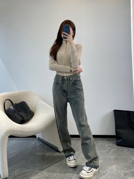 

2023 designer womens jeans female retro designer jeans women's jacket jacket female milan runway designer dress casual long-sleeved clo, Black