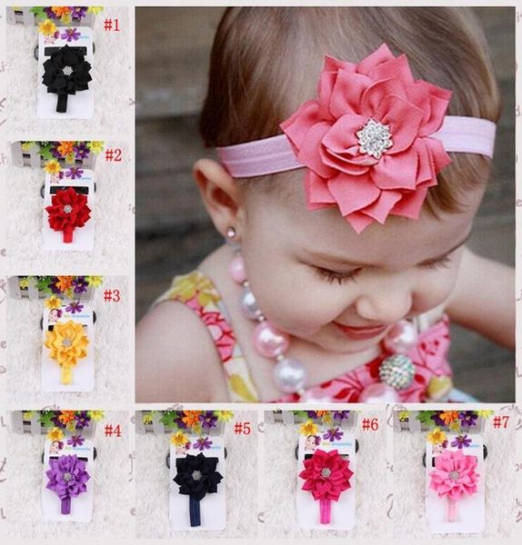 

boutique baby girl hair accessories girls flower hair bands kids double lotus leaf diamond headbands infant toddlers headwear 13 c6172445, Slivery;white