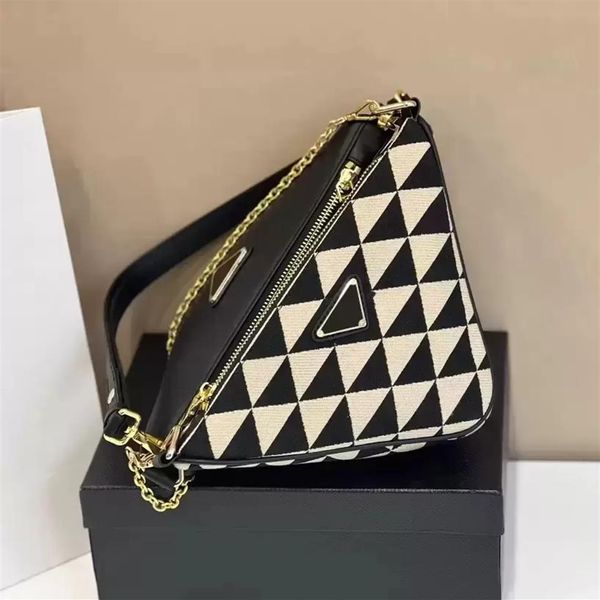 

evening bags triangular bag designer tote bags ladies triangle symbole jacquard fabric luxurious contrast embroidered leather fash270t