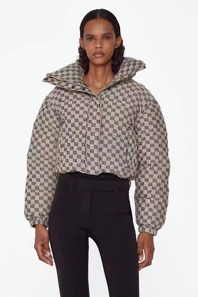 

women's jackets uropean and n polish monogram print down jacket cotton winter women thickening bread 230908, Black;brown