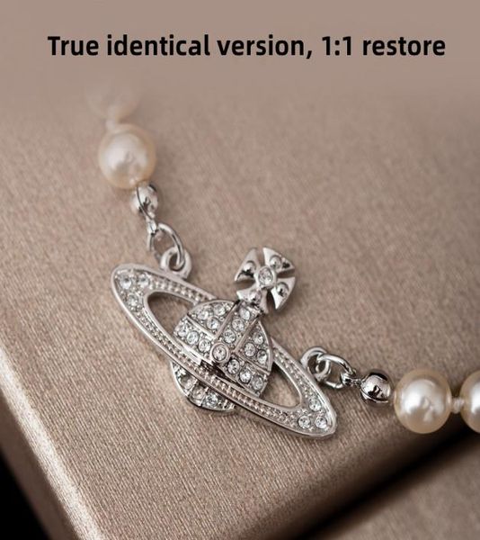

luxury fashion designer necklace an necklace pearl saturn stud earrings bracelet jewelry ladies holiday gift8118682, Silver
