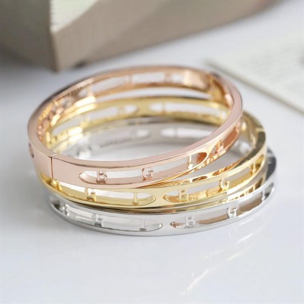 

europe america fashion style men lady women titanium steel hollow out engraved b initials bangle bracelet 3 color241p, Black