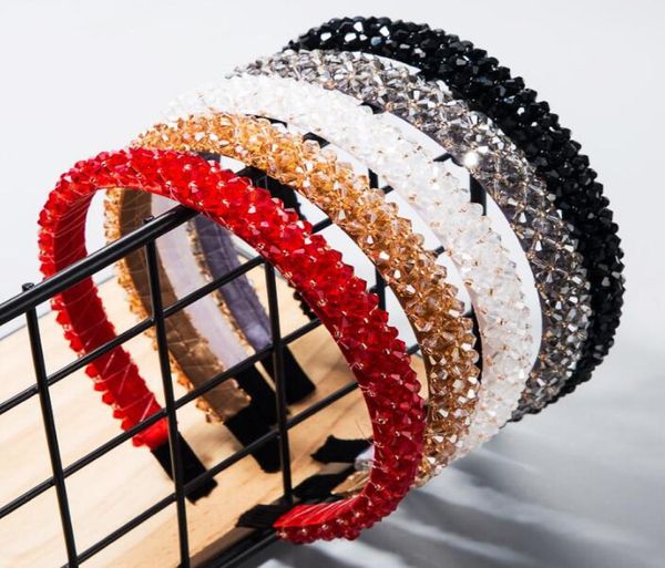 

new girl fashion simple crystal rhinestone headband beaded braided hair sticks baroque diamond headbands for women hair accessorie9279414, Slivery;white