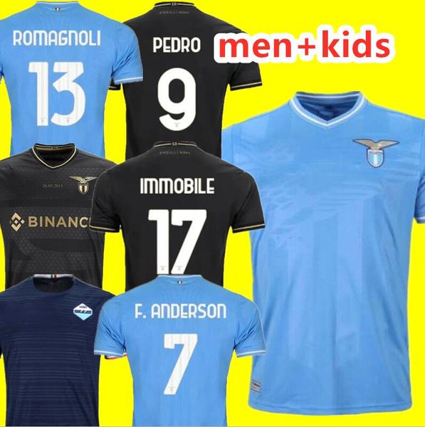 

23 24 lazio soccer jerseys maglie 2023 home away 10th anniversary immobile berisha sergej pedro lulic zaccagni luis alberto football men kid, Black;yellow