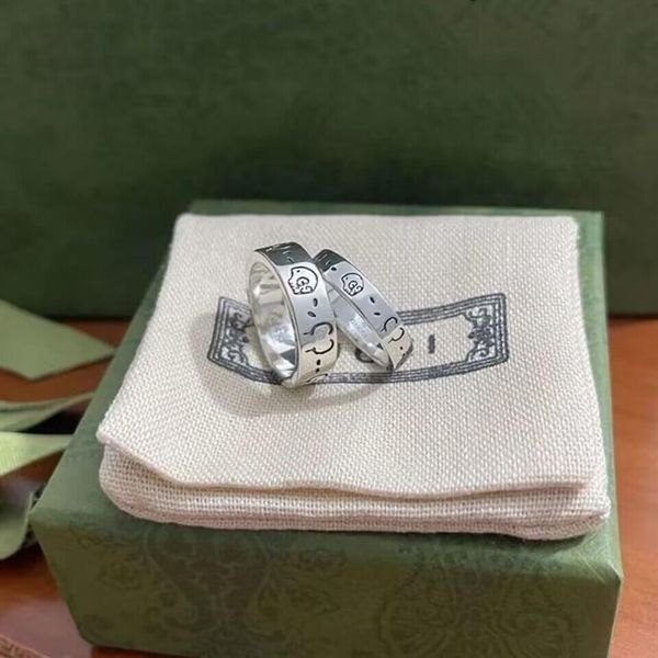 

women men ghost skull designer ring letter rings gift for love couple fashion jewelry accessories249v, Silver