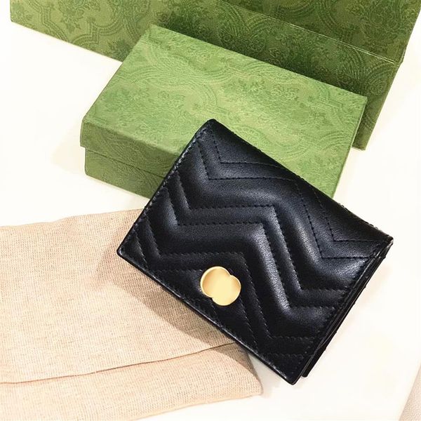 

marmont five card compartments with box key wallet card holder genuine leather luxury coin purses women's mens designer walle228l, Red;black