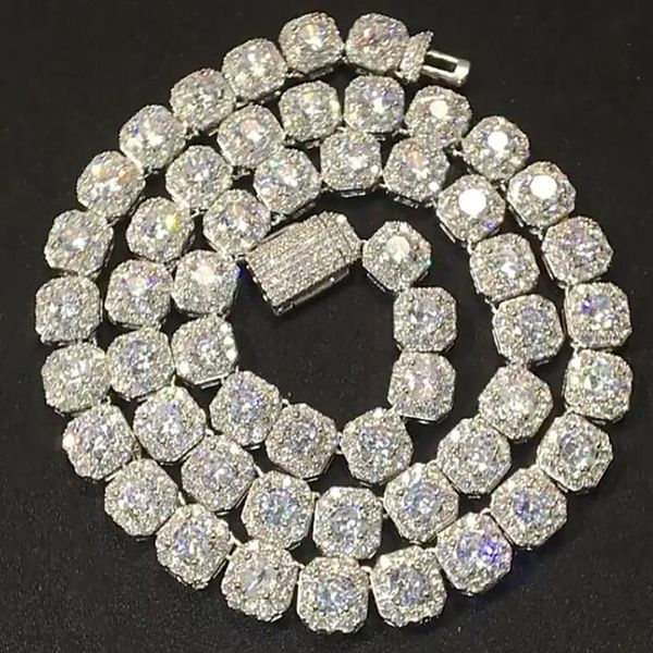 

9mm clustered diamond tennis chain &bracelet real solid icy cubic zircon stones bling mens women hip hop jewelry 16-20inch261e, Black