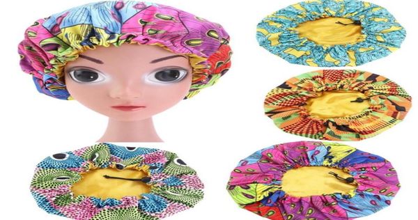 

kids girls night sleep cap satin elastic band africa bonnet hat for hair care head cover adjust hair loss hat beanies skullies3308175, Yellow