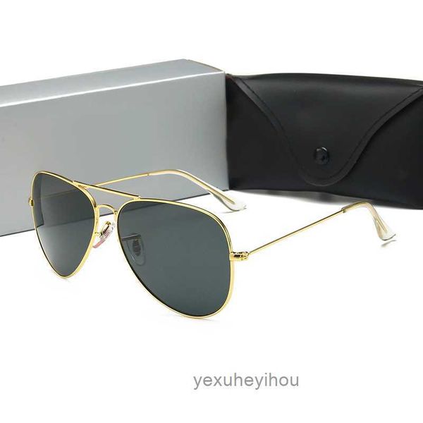 

ray men glass lens sunglasses vintage pilot brand sun glasses band uv400 baa ben with box and case 3025 3026, White;black