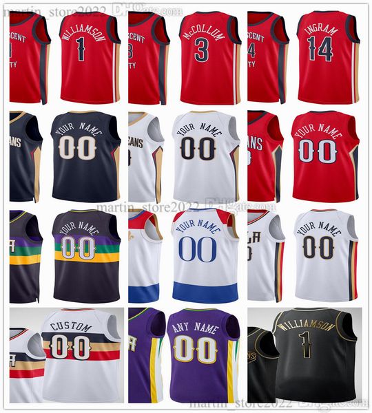 

2023-24 statement basketball zion jerseys 1 williamson cj 3 mccollum brandon 14 ingram jonas 17 valanciunas larry 22 nance kira jr. 13 lewis, Black;red