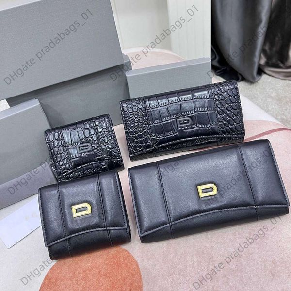 

designer wallet new men's casual luxury fashion crocodile embossed plain pattern long and short hourglass letter sign, Red;black