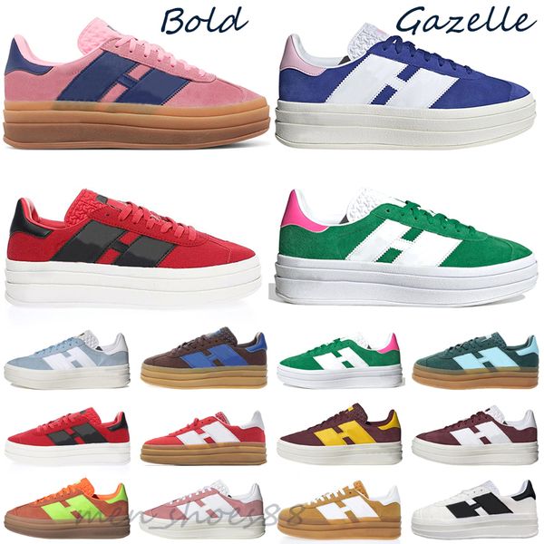 

gazelle bold designer running shoes pink glow gum red black clear sky green white shadow red gold women platform sports sneakers 36-40
