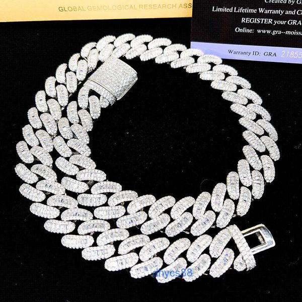 

provence jewelry miami cuban necklace lab diamonds flawless vvs moissanite white gold link chain, Silver