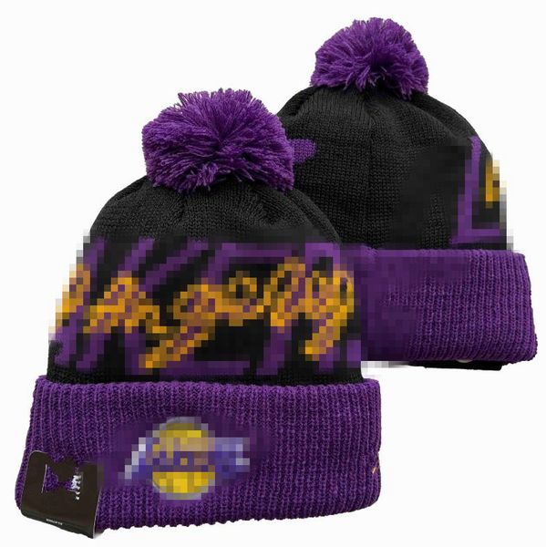 

2023 lakers beanie baseball north american team side patch winter wool sport knit hat skull caps beanies a1, Blue;gray