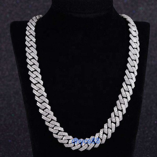 

hip pop sterling silver moissanite diamond cuban link chain necklace