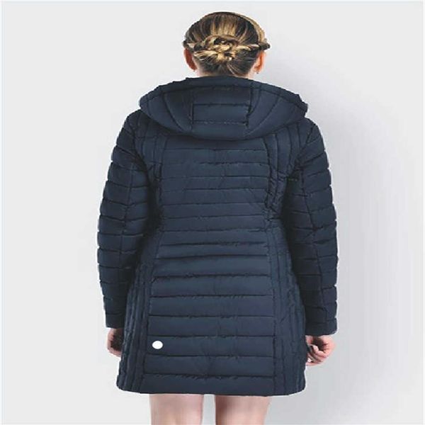 

womens yoga cotton down hooded jacket outfit solid color puffer coat sports long style winter outwear keep warm297l