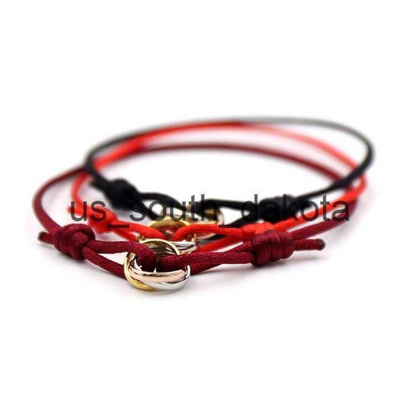 

chain 316l stainless steel trinity ring string bracelet three rings hand strap couple bracelets for women and men fashion jewwelry famous br, Black