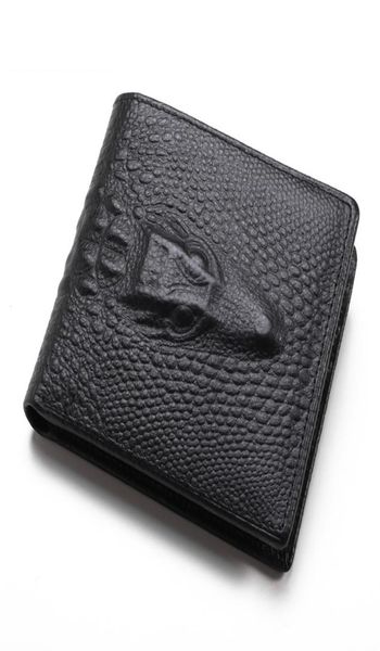 

fashion short bifold purse 3d crocodile skin black brown men genuine leather designer wallets2724983, Red;black