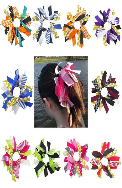 

10pcs softball ribbon hair scrunchies ponytail holder hair streamers o pony hair ties sport bows7490557, Slivery;white