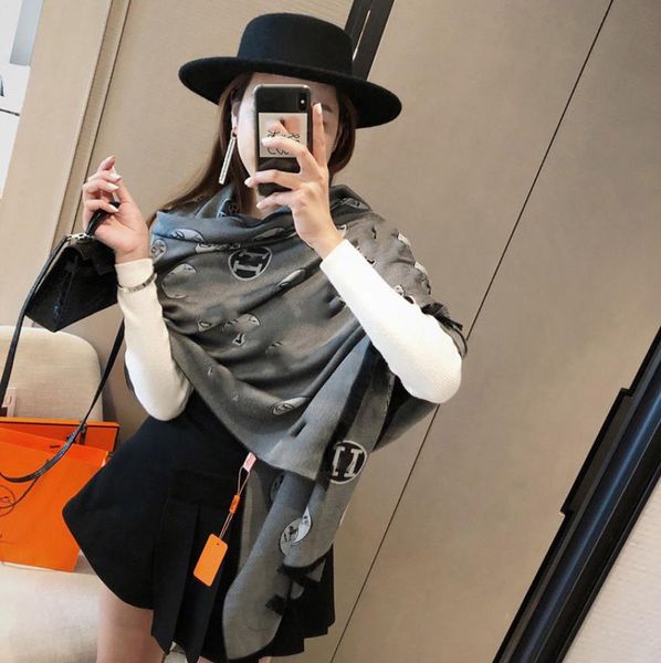 

luxury designers france brand tencel cotton jacquard scarf for women designer knit scarves classic lapel head scarfs 7682562, Blue;gray