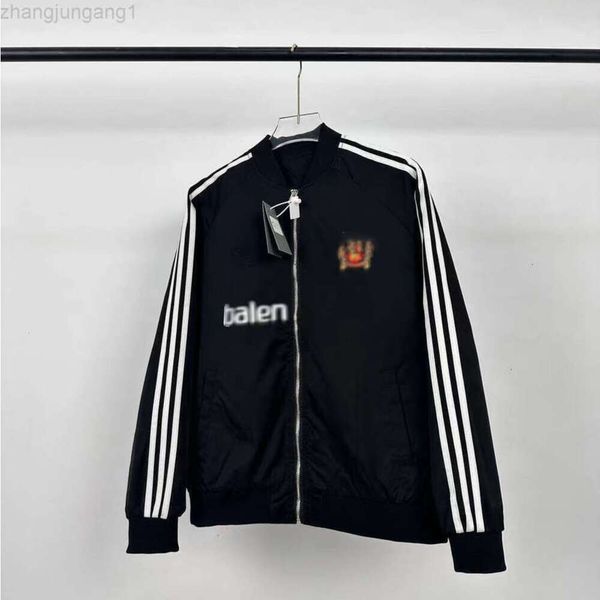 

designer balancaiga jacket hoodie parisian style spring and autumn stand collar jacket with sports letters casual jacket trendy loose fittin, Black;brown