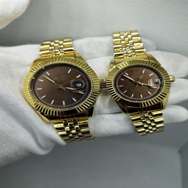 

2022 men's automatic mechanical movement watch 36 41mm all stainless steel luminous waterproof 28 31mm women's watch cou322w, Slivery;brown