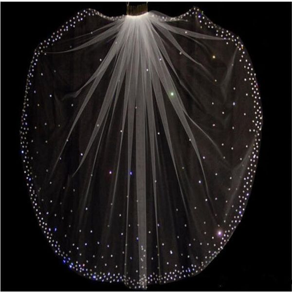 

glitter sparkling 1 layer crystals wedding veils with comb white ivory bridal accessories 288e, Black