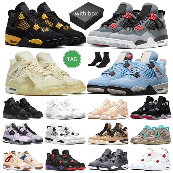 

with box 4s basketball shoes jumpman red thunder 4 seafoam men trainers lightning infrared white oreo shimmer sail black cat pure money fire