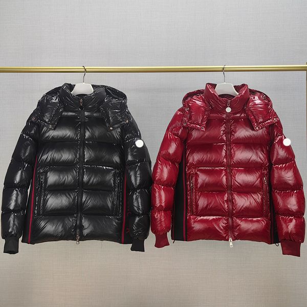 

designer mens down jacket embroidered badge winter jackets hooded womens labels complete warm color blocking puffer jacks size 1/2/3/4/5, Black