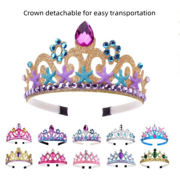 

cross border crown hair band south korean headwear children's rhinestone jewelry princess crown five point star seastar mermaid hair ba