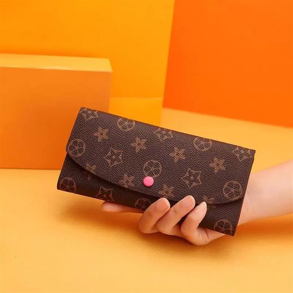 

long purses women men wallets l button bag leather black luxury wallet flower purse fashion card holders designer pocket louiseity273s, Red;black