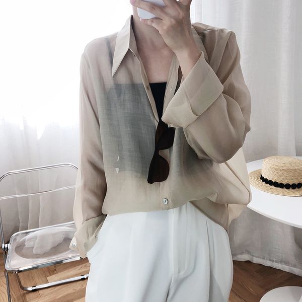

luxi tencel shirt sun protection shirt womens 2023 summer new loose and lazy style outerwear shirt thin coat 650, White