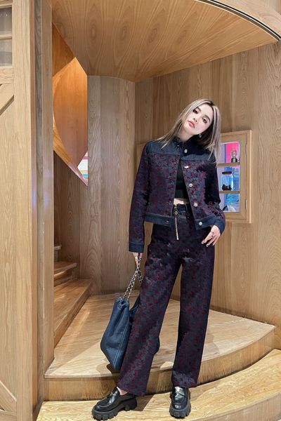 

luxury brand leather pocket wide leg jeans women autumn high waist pants woman streetwear loose denim trousers, Blue