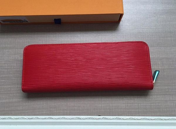 

classic water ripple women wallets long pattern real leather card bag and change wallet clutch bags ladies card holder purse handb1728869, Red;black