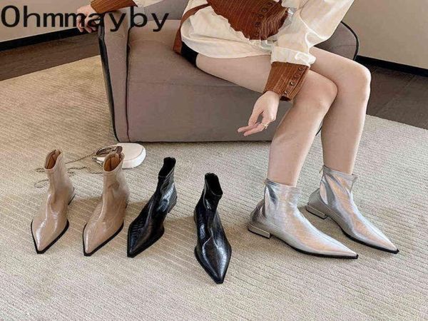 

boots 2022 new arrival women short boots woman pointy toe flats heels ankle boots zipper fashion stone pattern ladies shoes j4581759, Black