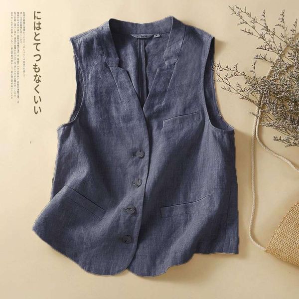 

flax vest womens summer v neck outer t shirt short sleeveless, Black;white
