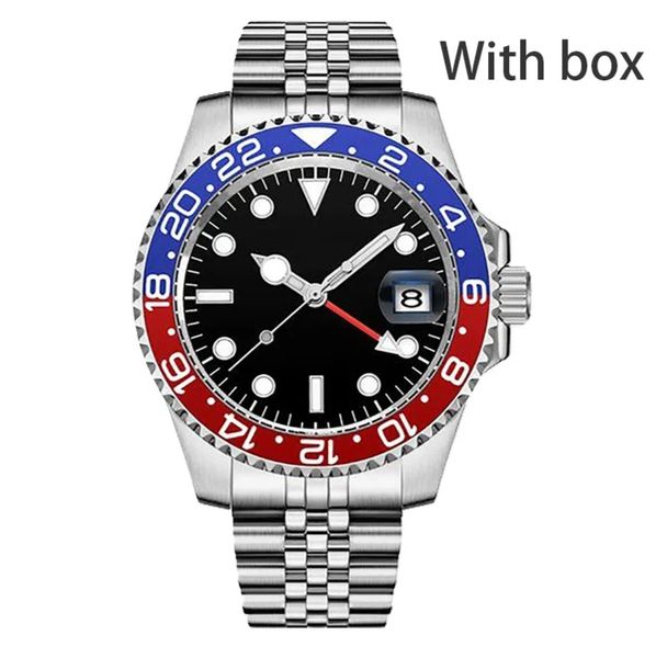 

mens master watch aaa automatic red blue gold face gmt pepsi 40mm sapphire luminous luxury wristwatch nice watchband with box wrists watch m, Slivery;brown