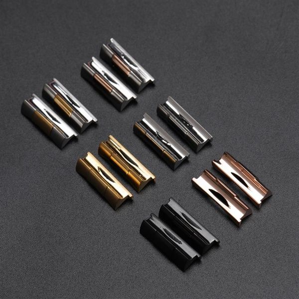

19mm 20mm 21mm stainless end link endlink connector for curved strap wristwatch rubber leather band322v, Black;brown