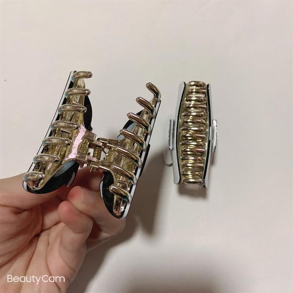 

7x3 5cm fashion black and white acrylic claw clips rhinestone letter hair clip for ladies favorite jewelry headdress c vip gifts274u, Golden;silver