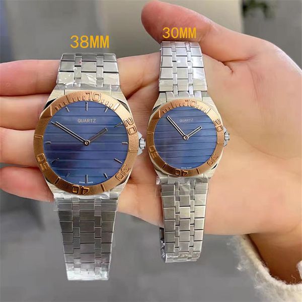 

ultra thin luxury wristwatches lovers couples style fashion mens womens watch 38mm 30mm ladies dress watches quartz movement 25h m225f, Slivery;brown