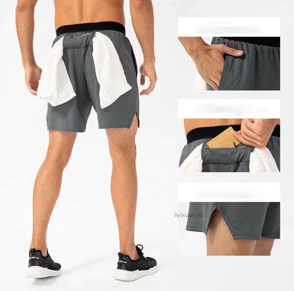

men yoga shorts lulu mens camo breathable athletic gym pants with towel buckle quick dry running short lululemens fitness high elastic22ess, White;black