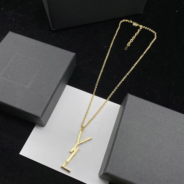 

women jewelry designer necklace for men designers pendant necklaces gold chain party wedding gift lovers luxury letter y box 2022 297p, Silver