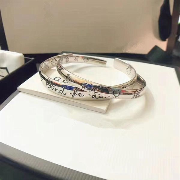 

925 silver g letter blind for love bangles bracelet is suitable for men's and women's jewelry fashion simplicity accesso300w, Black