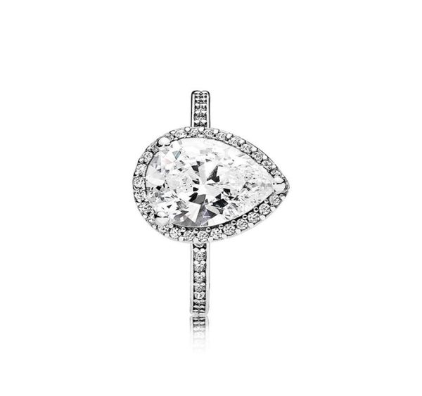 

wholesale- silver cz diamond tear drop wedding ring set original box for water drop rings for women girls gift jewelry2217185, Slivery;golden