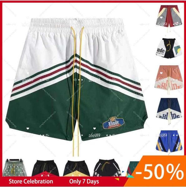 

summer rhude mens shorts athletic casual mesh short men womens classic beach fashion luxury designer casual street couples designer shorts, White;black