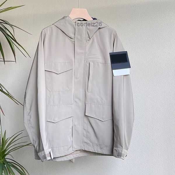 

outerwear designer badges zipper shirt jacket loose style spring autumn mens oxford breathable portable high street stones island clothing j, Black